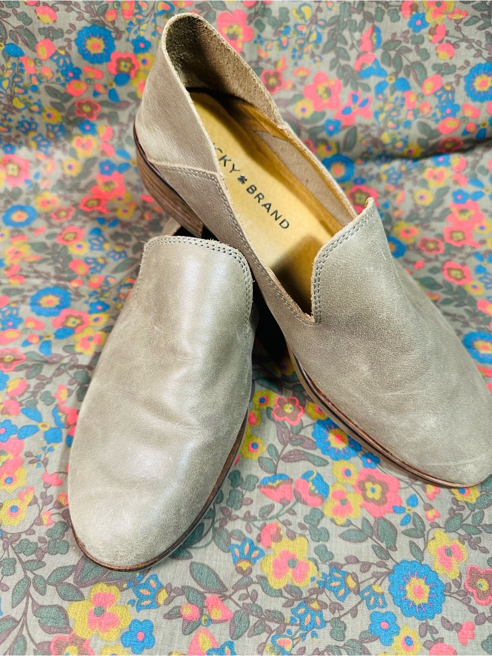 Lucky Brand Taupe Leather Slip-On Loafers